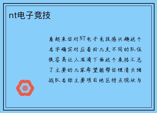 nt电子竞技
